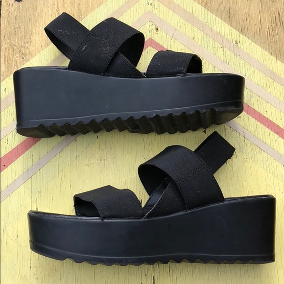 Vintage Shoes - Vintage 90s Elastic platform wedge sandals Clubkid